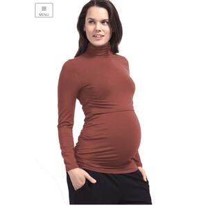 Boobdesign Maternity High Neck Sz Medium Feeding Nursing Top Multifunction